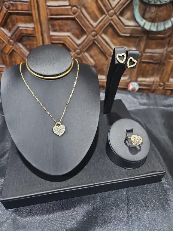 Set Necklace & Ring & Earring Moissanite Stones-GRA-Black Friday Sales