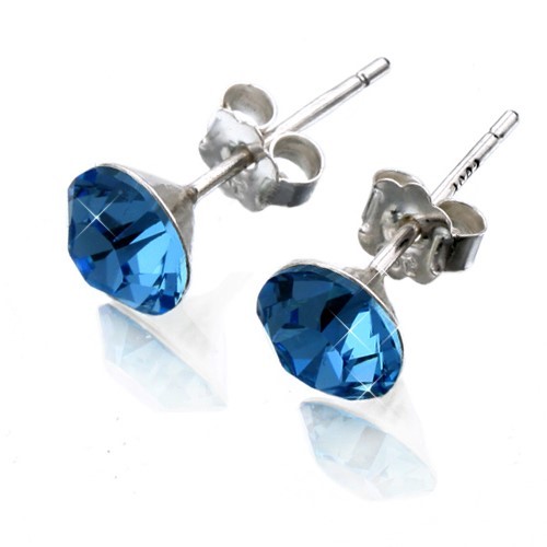 Solid 925 Sterling Silver DECEMBER Birthstone Earrings - Blue