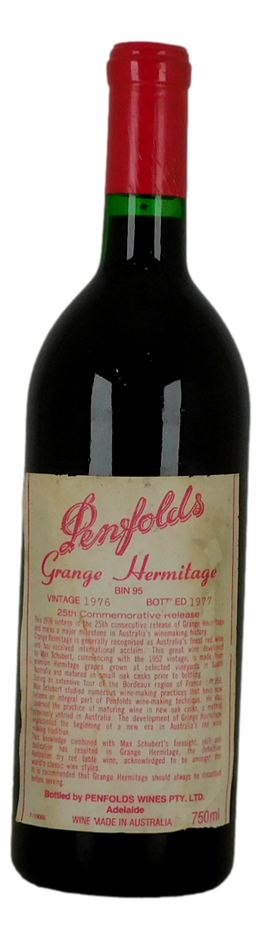 Penfolds Bin 95 Grange Hermitage 1976 Recorking Clinics 2008 (1x 750mL) SA.