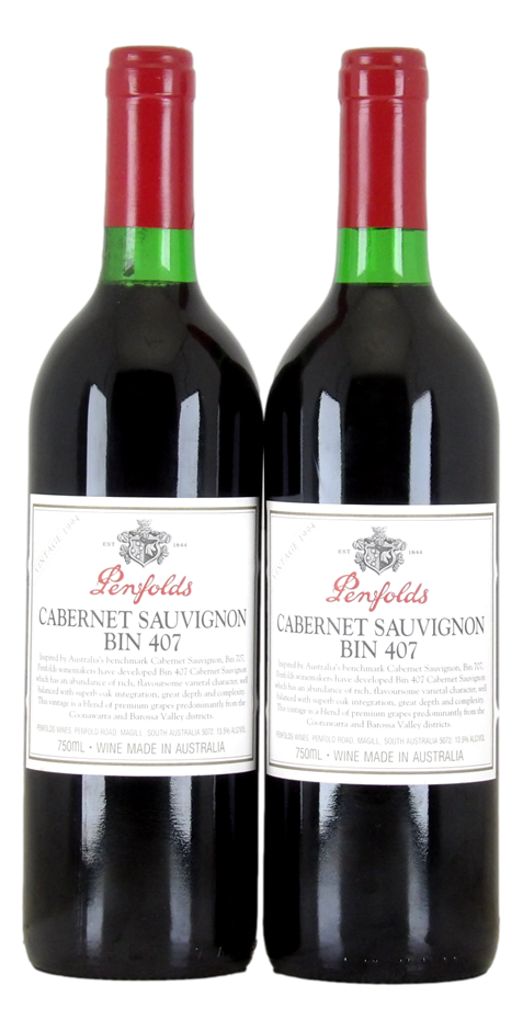Penfolds `Bin 407` Cabernet Sauvignon 1994 (2 x 750mL) SA.