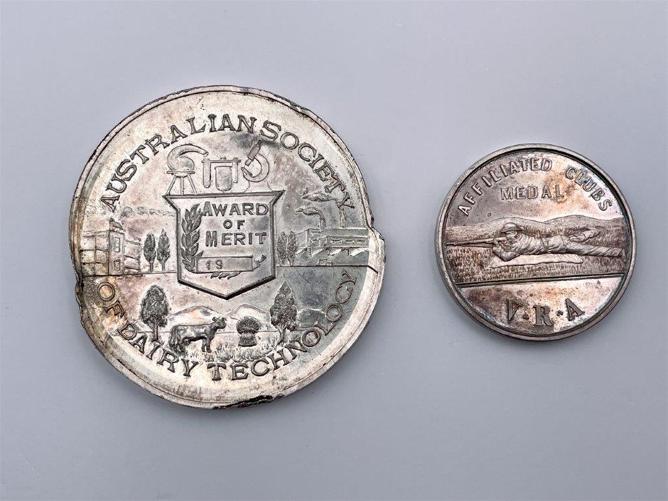 2 x AU Rifle Assoc and Society of Dairy Technology Medals, C: 1916