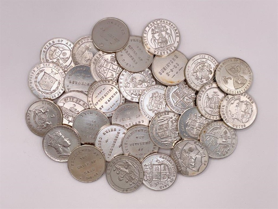 Approx. 31 x Regional Victoria, Coronation of Queen Elizabeth coins, C:1953