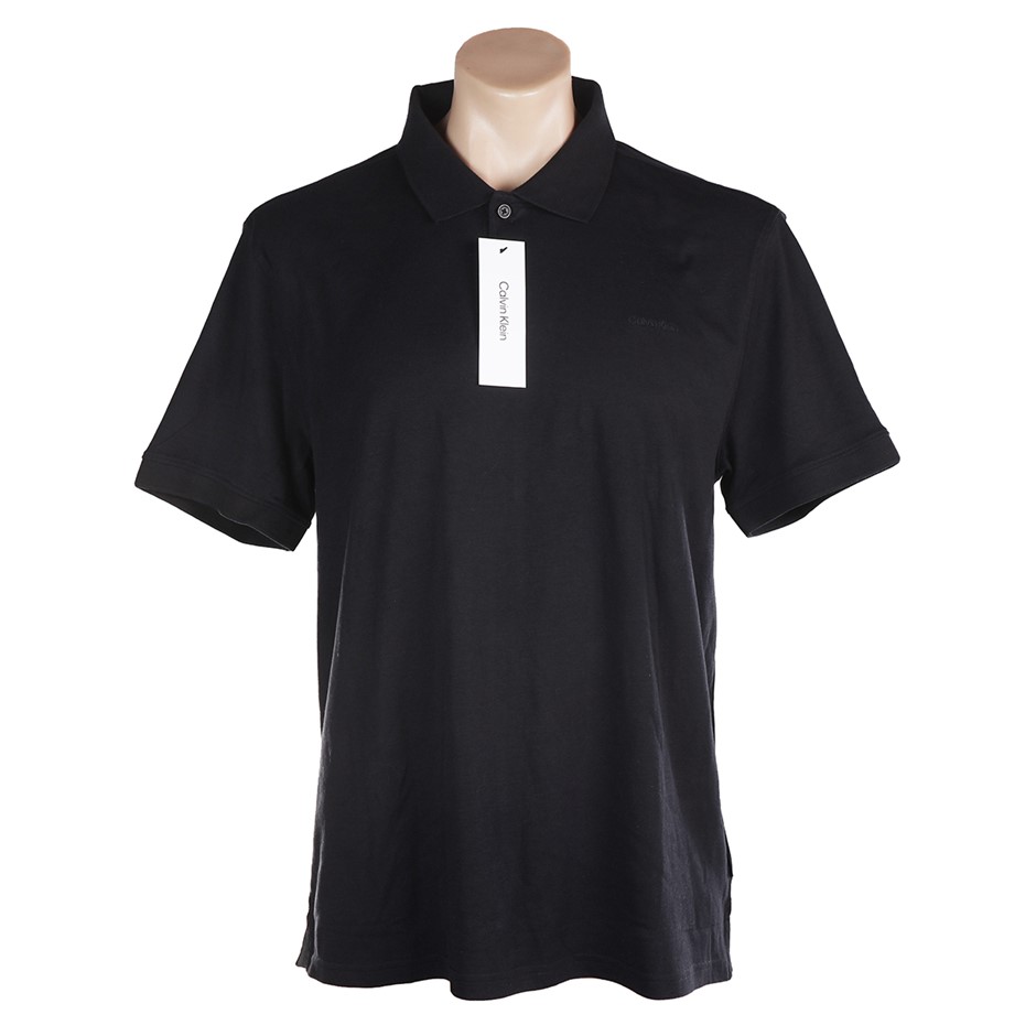 CALVIN KLEIN Men's Liquid Touch Polo, Size M, 100% Cotton, Black (001), 40M