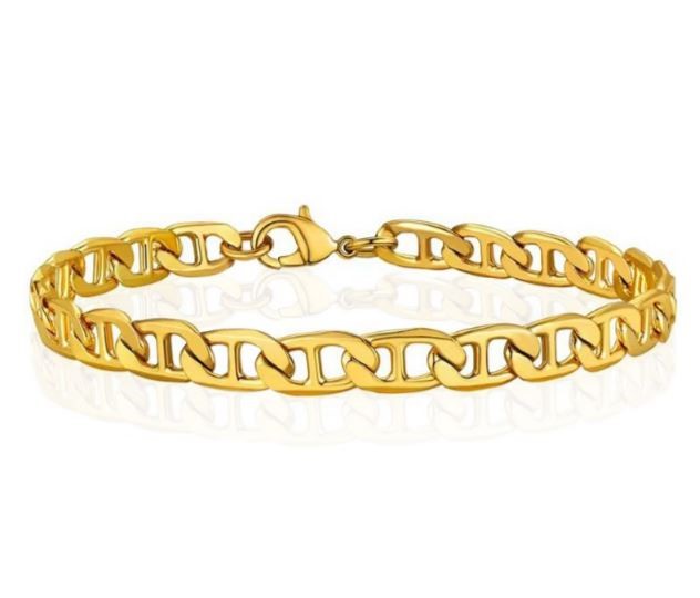 18ct Yellow Gold Plated Maritime Chain Bracelet - 6.5 inches