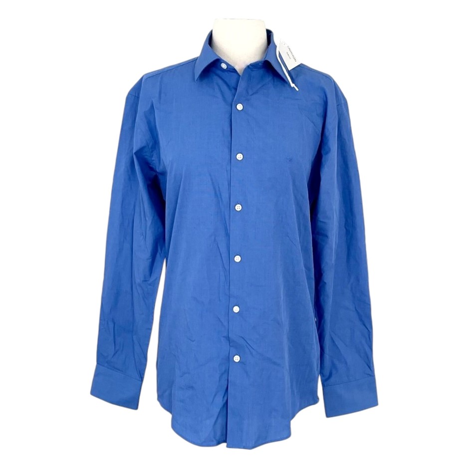 CALVIN KLEIN Men's Slim Shirt, Size 43/92, 60% Cotton, Cobalt (RCOB), CSSCO