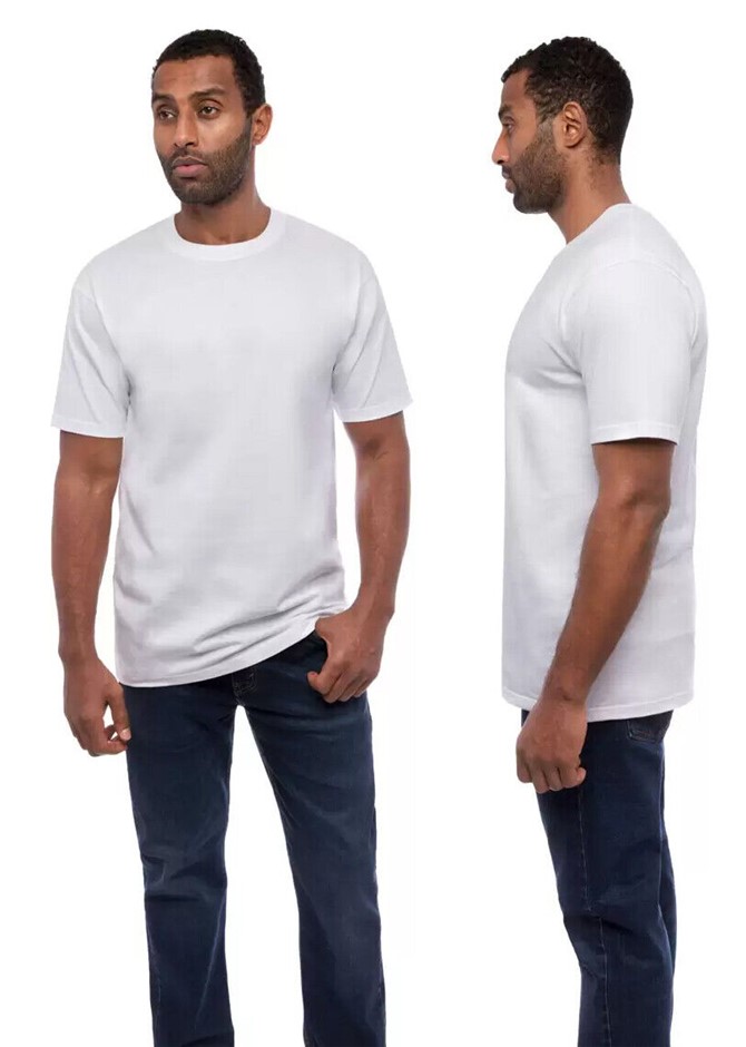 7 x SIGNATURE Men's Crew Tees, Size M, 100% Combed Heavyweight Cotton, Whit