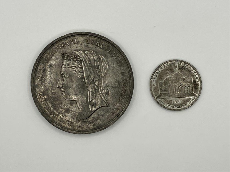 2 x AU Historical Medals, Melbourne Exhibition 1854/1880