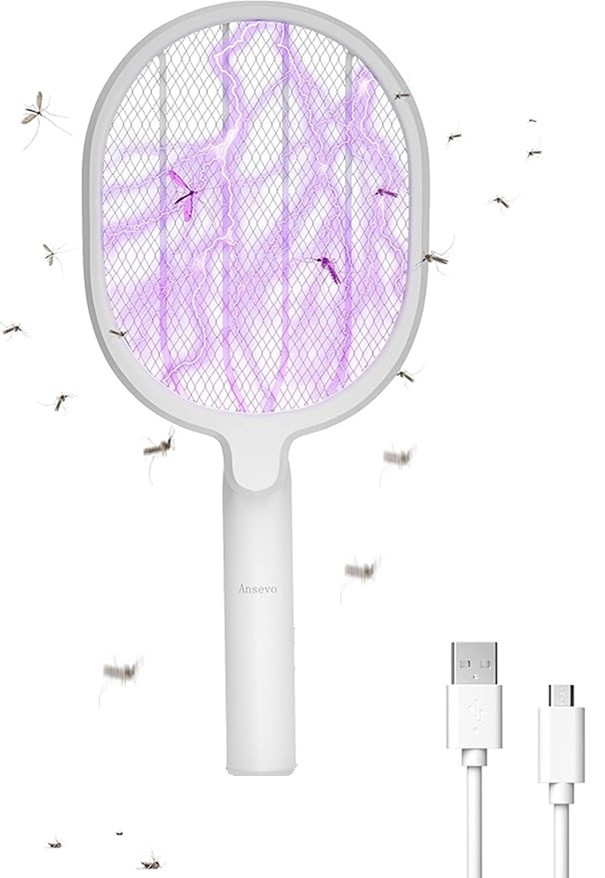 ANSEVO Bug Zapper Racket, Electric Fly Swatter with Rotatable Handle, Mosqu
