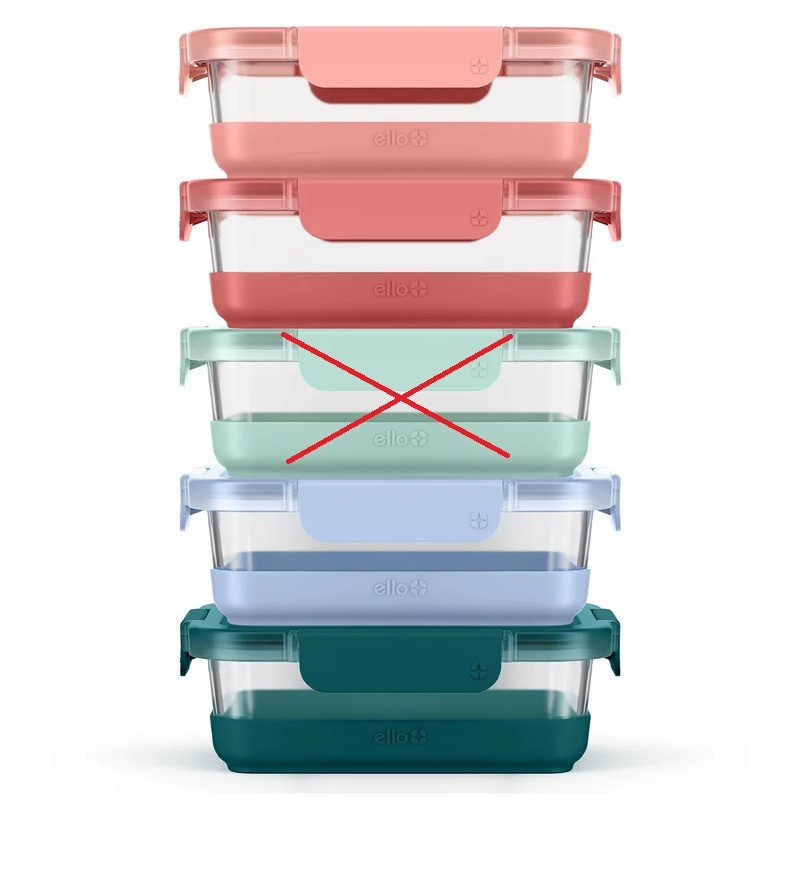 Ello Meal Prep Glass Storage 5 Piece Set. NB: Missing 1 Container.