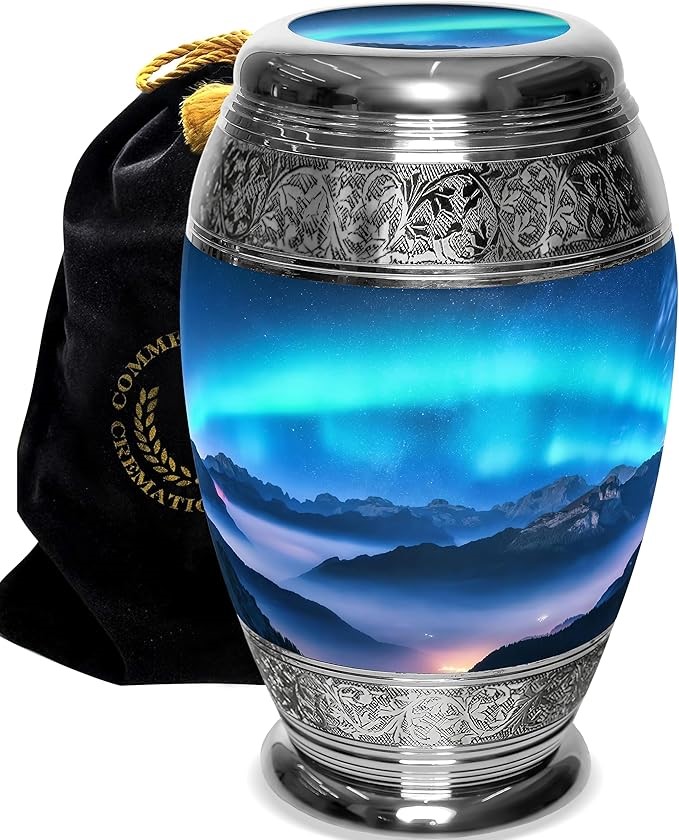 Aurora Borealis Northern Lights Cremation Urn for Adults - Large XL Funeral