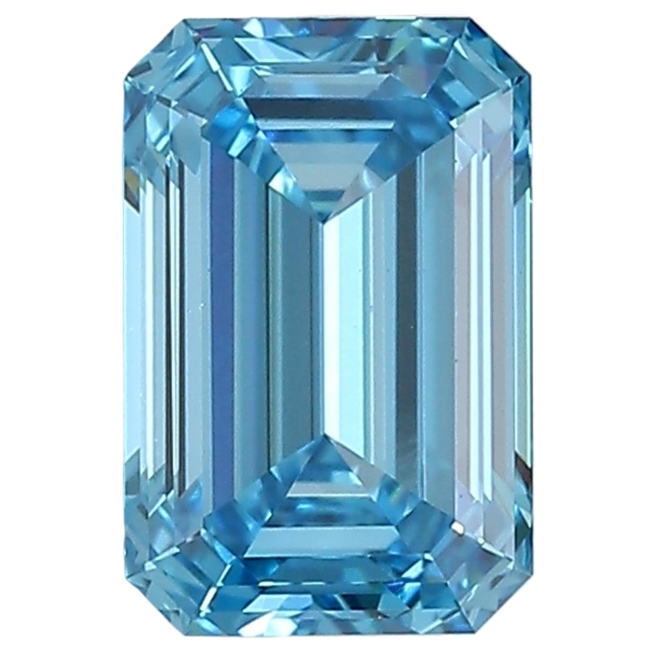 3.06 Carat Emerald Cut Diamond Fancy Vivid Blue /VS2