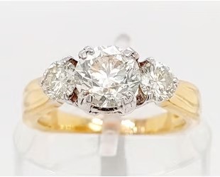 1.28ct Round Dia. J/SI1 & Dia. 0.64ct Two old Cut Round Stones I-J/SI Ring