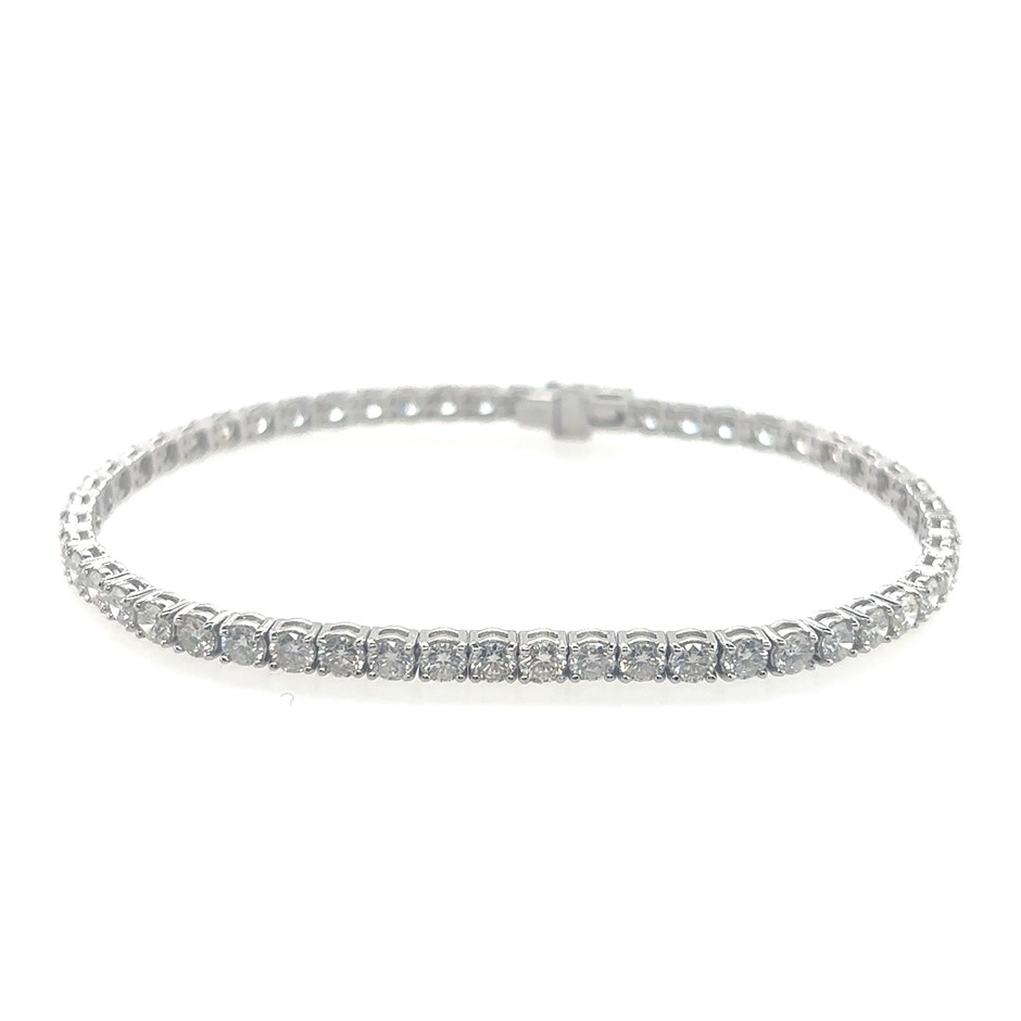 6.30ct Fifty Three Stones Round Dia. G-H/SI Tennis Bracelet 14K White Gold