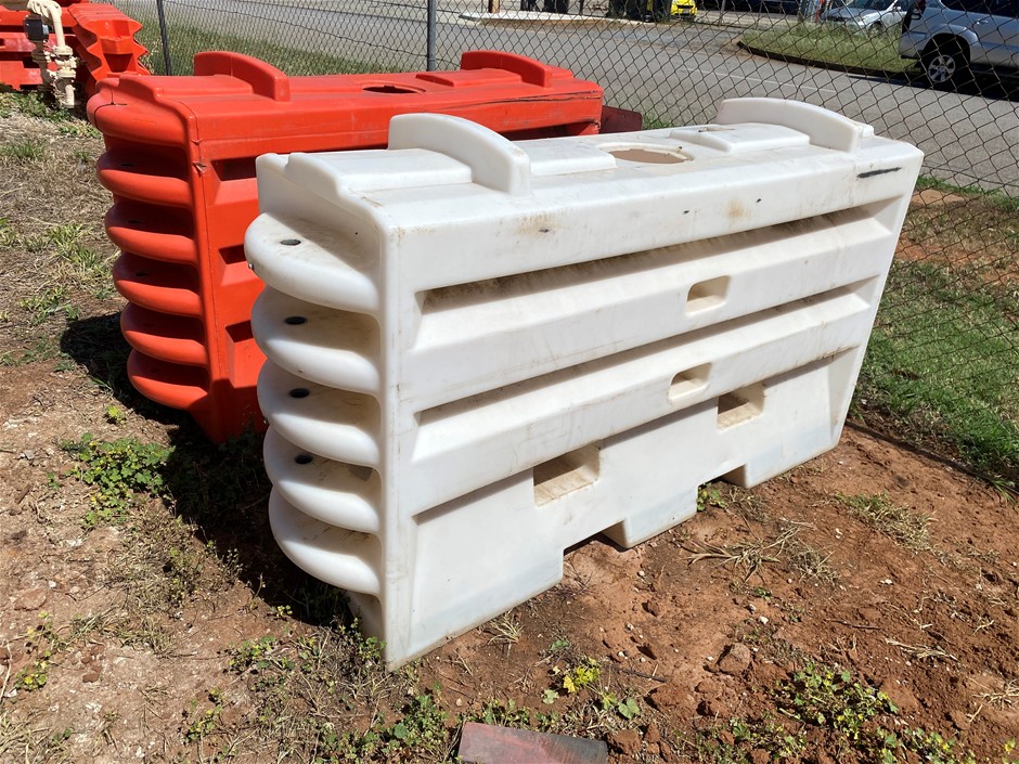 Qty of Assorted RMS Water Filled Plastic Barriers x 8