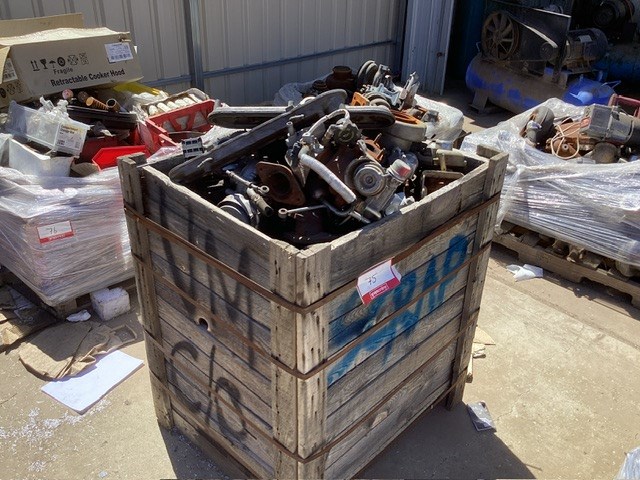 Various Makes And Models Of Turbos And Car Components , Crate Of