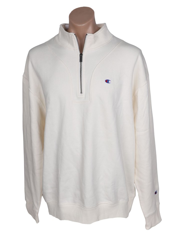 CHAMPION Rochester C Quarter Zip, Size M, Cotton, White Ferrari (UII), ATNU