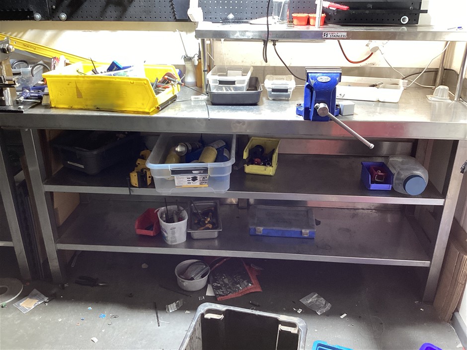 <p>Stainless Steel Workbenches With Contents x4</p>