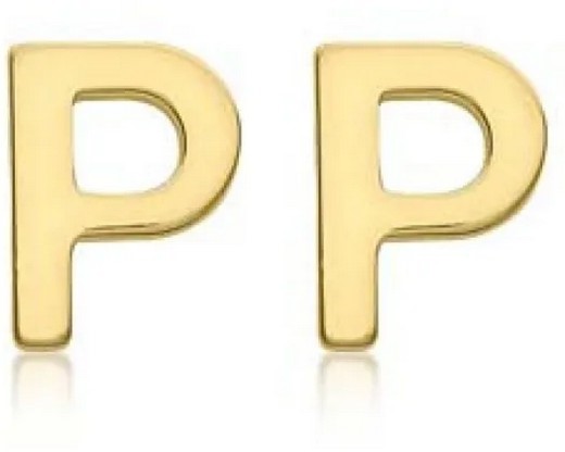 9K Yellow Gold MINI INITIAL 'P' STUD EARRINGS