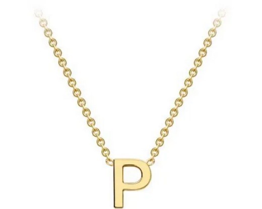 #1 9K YELLOW GOLD INITIAL 'P' NECKLACE 38+5cm