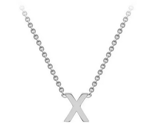 #1 9K WHITE GOLD INITIAL 'X' NECKLACE 38+5cm