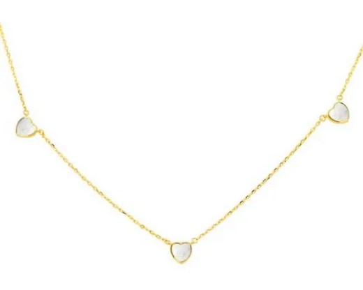 9K YELLOW GOLD MOP HEART NECKLACE 41-43cm