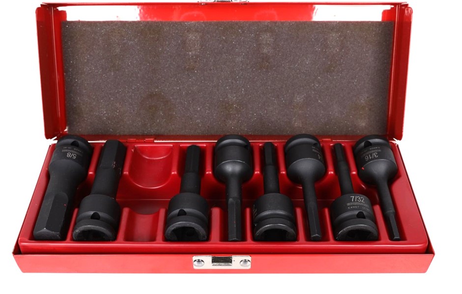SIDCHROME 8pc In-Hex 1/2" Drive Imperial Set, Sizes 5/8, 9/16, 3/8, 5/16, 9