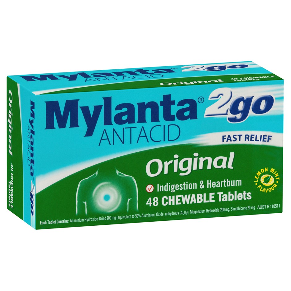 7 x MYLANTA 48pk Original Chewable Tablets. NB: Best before: June 2026.