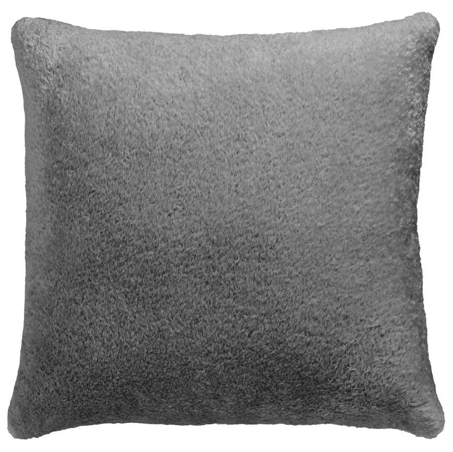 2 x MON CHATEAU Faux Fur Pillow, 50cm x 50cm, Grey.