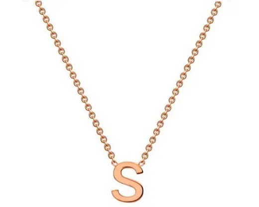 #1A 9K ROSE GOLD INITIAL 'S' NECKLACE 38+5cm