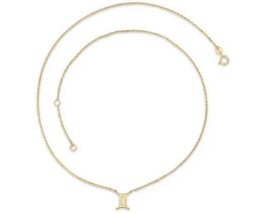 9K YELLOW GOLD GEMINI ZODIAC NECKLACE 40-45cm