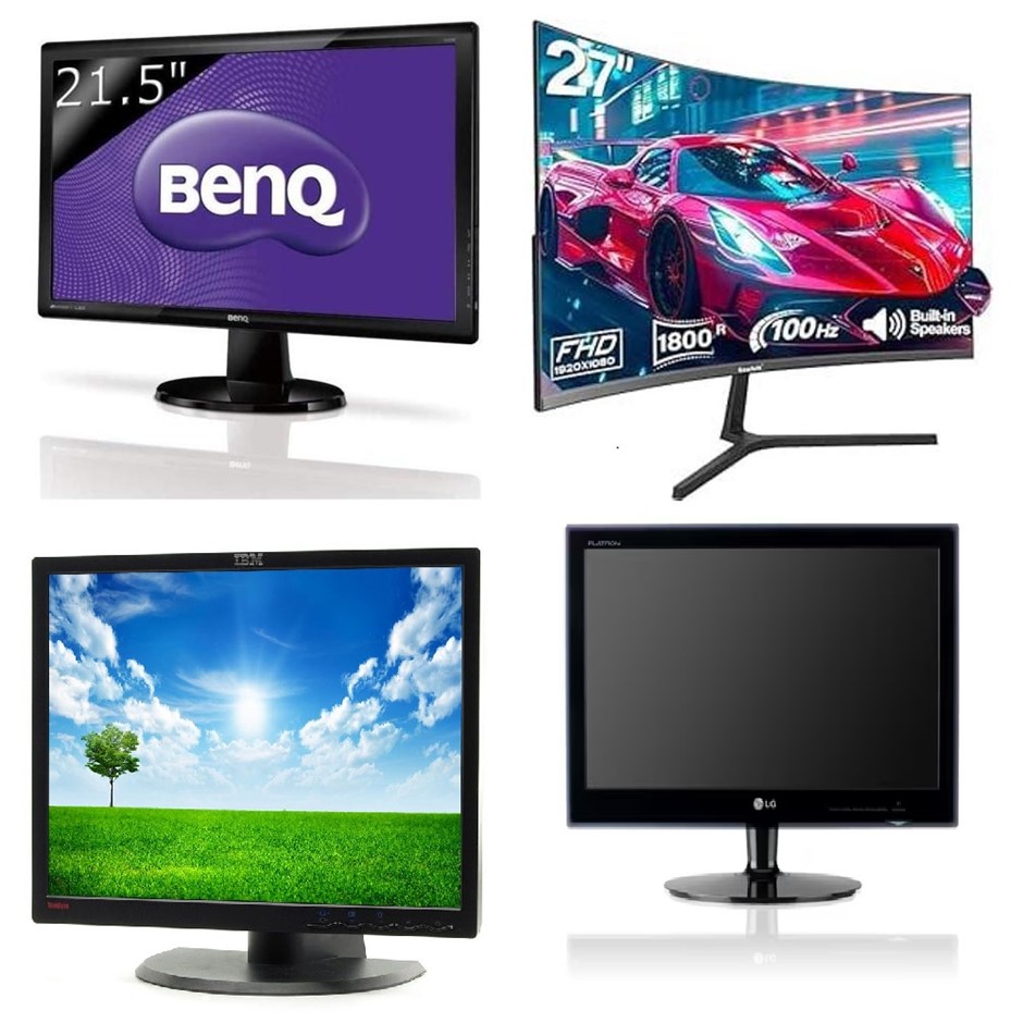4 × Assorted Monitors. Incl: 1 × IBM L192p 9419 HC2 19" LCD, 1 × LG FLATRON