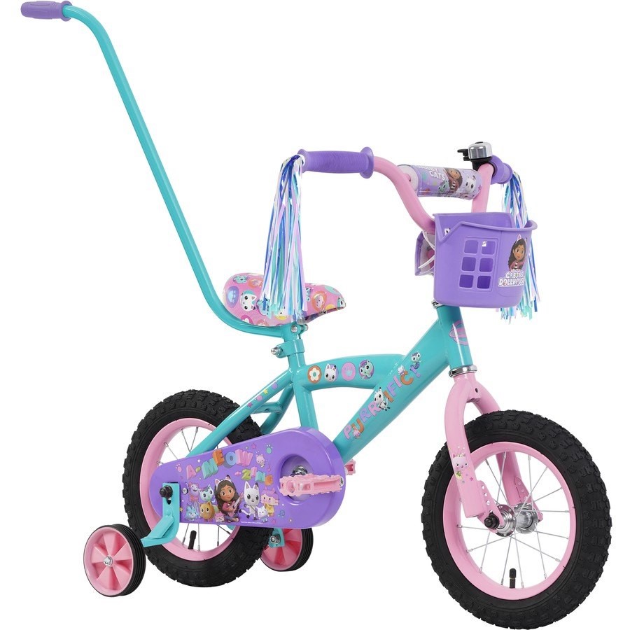 GABBY'S Dollhouse 30cm Bike with Handle. NB: Damaged box