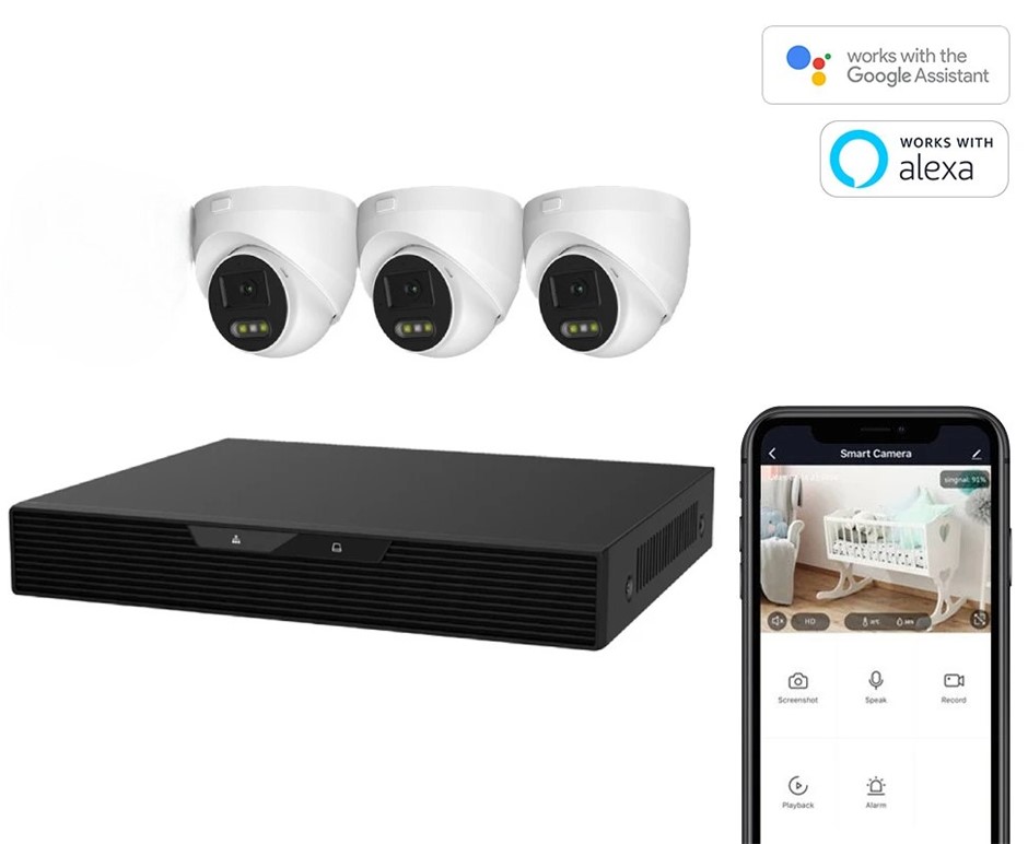 KOGAN SmarterHome™ NVR AI Security Camera System with 3 x 8MP Cameras Only