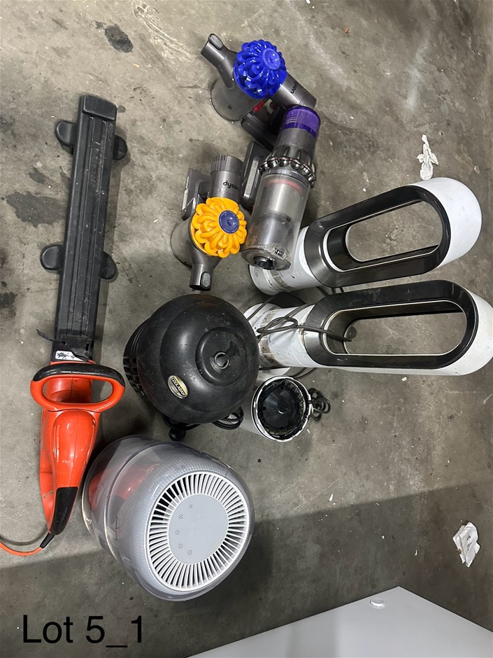 Dyson and Phillips fans, vaccum cleaners, and air purifier