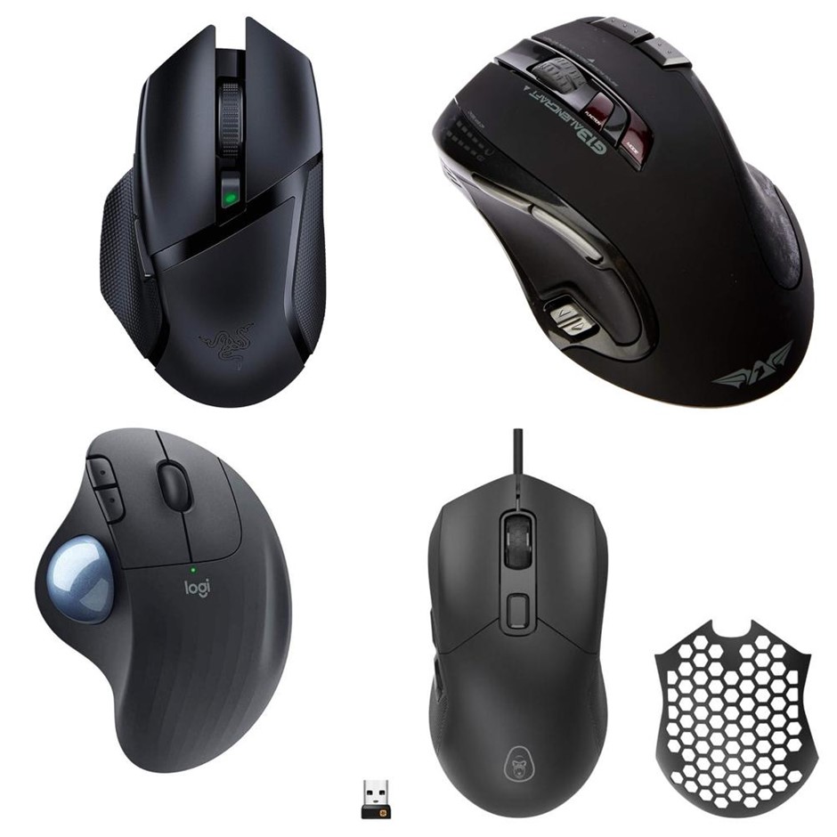 4 × Assorted Mice. Incl: 1 × Razer Basilisk Wireless Mouse, 1 × Armaggeddon
