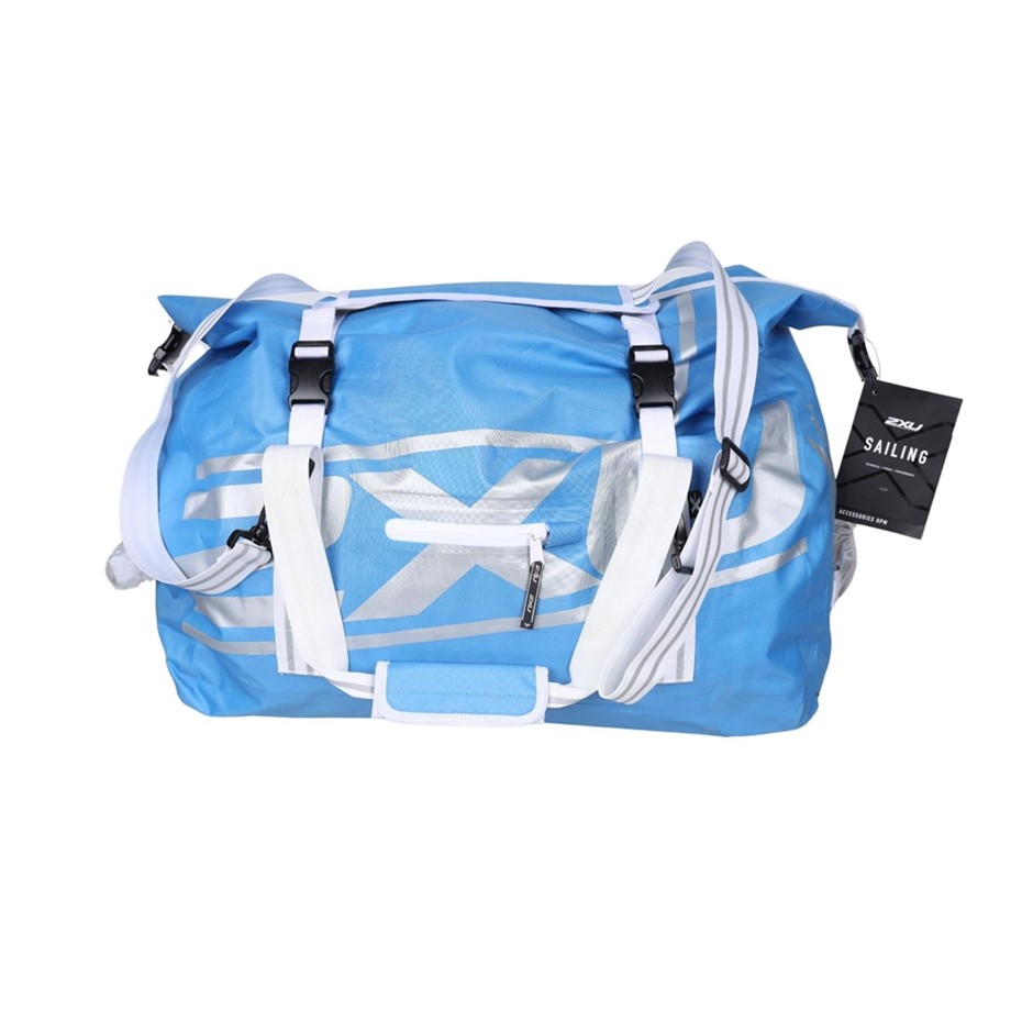 2XU Unisex Dry Duffle Bag, Size 65L, Blue/ Silver. Buyers Note - Discount