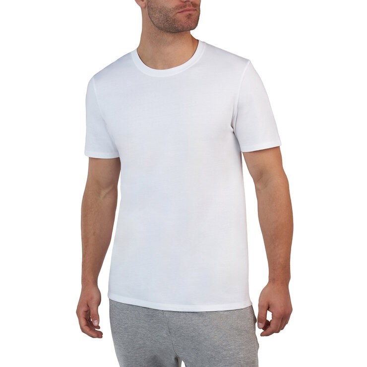 5 x SIGNATURE Men's Tagless Crew Tees, Size M, 100% Combed Cotton, White.