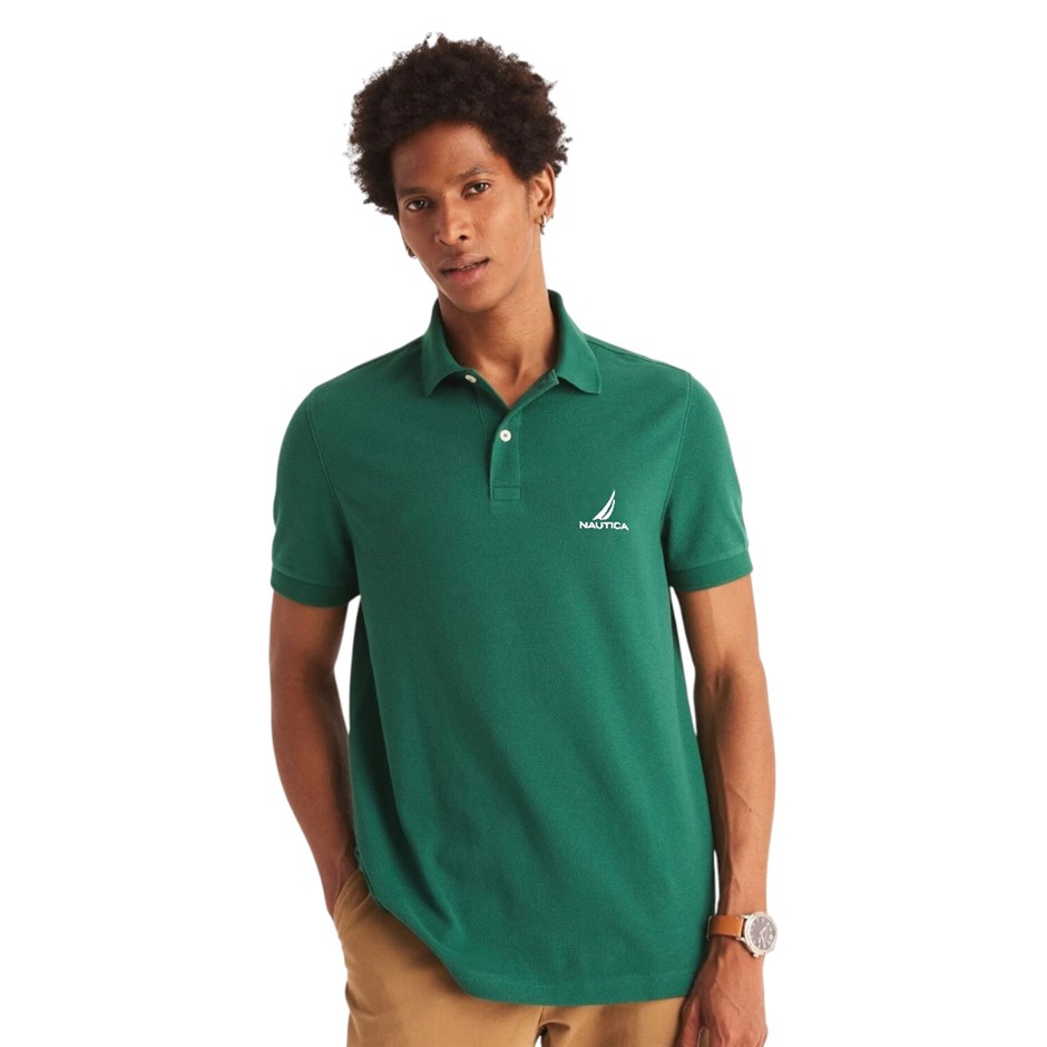 NAUTICA Men's Pique Polo, Size 2XL, 100% Cotton, Hunter Green (3UW), K50225