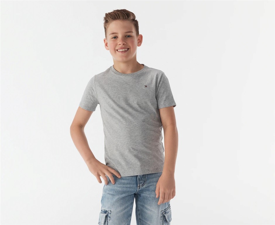 2 x TOMMY HILFIGER Kids' Nantucket Tee, Size XL (16-18), 100% Cotton, Grey