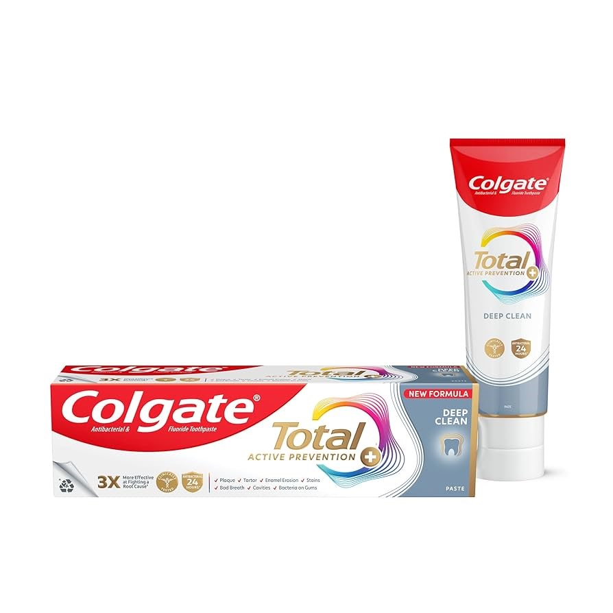 4 x COLGATE Total Active Prevention+ Deep Clean Fluoride Toothpaste, 200g.