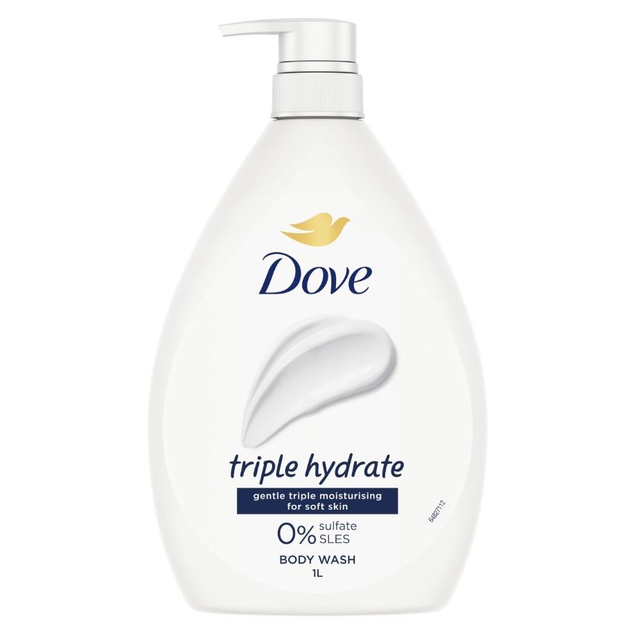 3 x DOVE Triple Hydrate Gentle Moisturising for Soft Skin, 0% Sulfate SLES