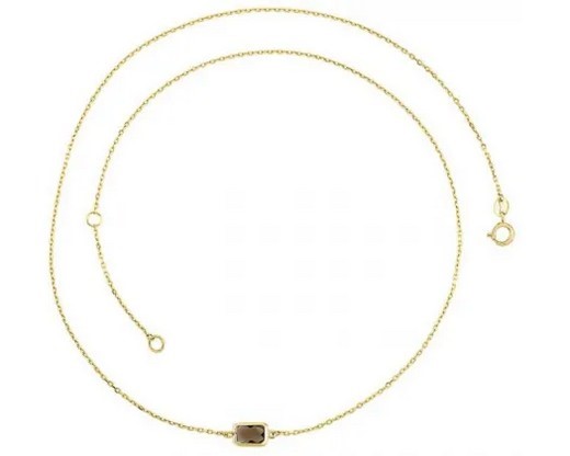 9K YELLOW GOLD FACETED SMOKY QUARTZ NECKLACE 45cm