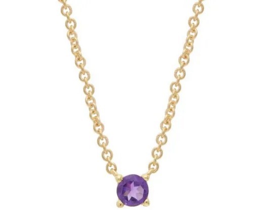 9K YELLOW GOLD PURPLE AMETHYST CLAW NECKLACE 40-45cm