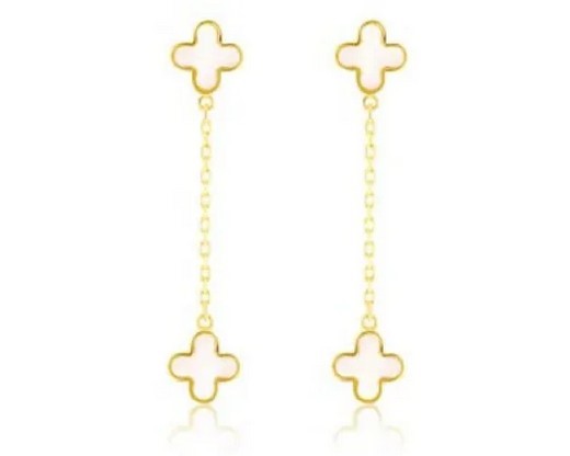 9K Yellow Gold MOP PETAL DROP EARRINGS
