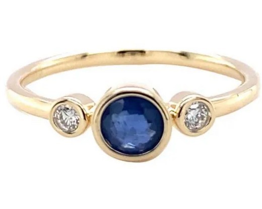 9K Yellow Gold 0.06ct HI SI DIAMOND SAPPHIRE RING