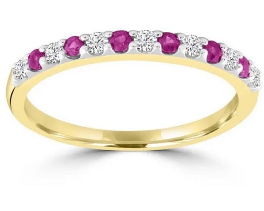 9K Yellow GOLD 0.15CT HI I1 DIAMOND RUBY RING