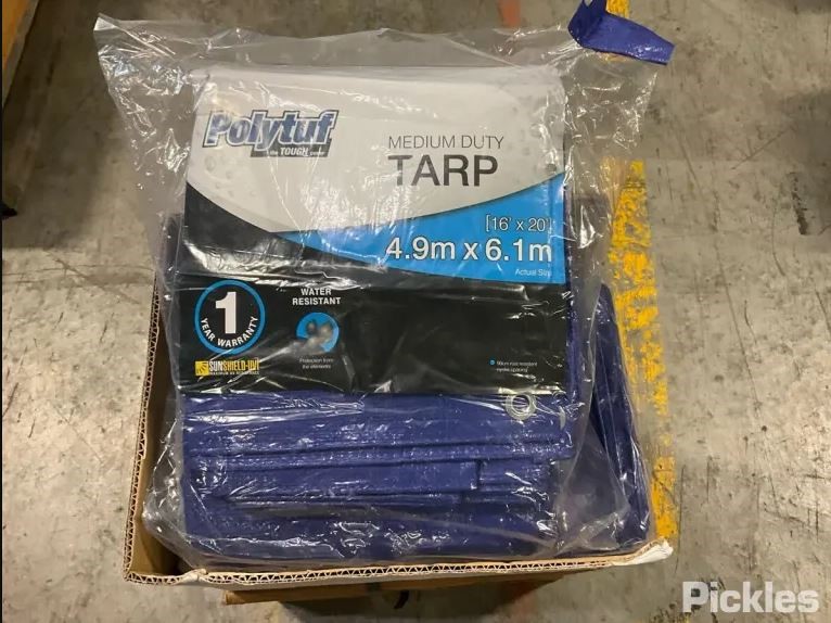 1 Carton containing 3 Polytuf Medium Duty Blue Tarpaulin