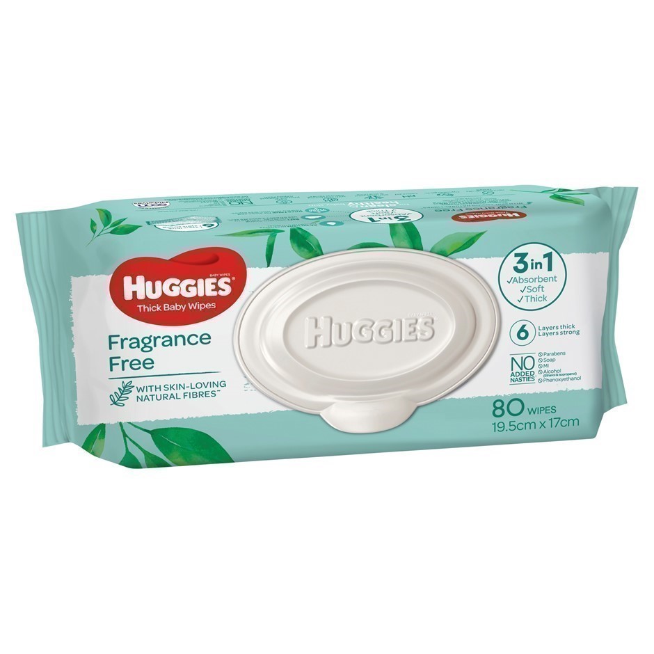 8 x HUGGIES 80pc Fragrance Free Baby Wipes.