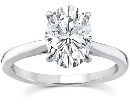 9K WHITE GOLD 2.00ct F VS LAB DIAMOND OVAL 4 CLAW RING