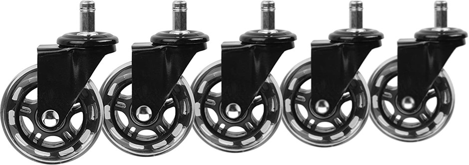 5 x SLIPSTICK Floor Protecting Rubber Office Chair Caster Wheels. NB: Damag
